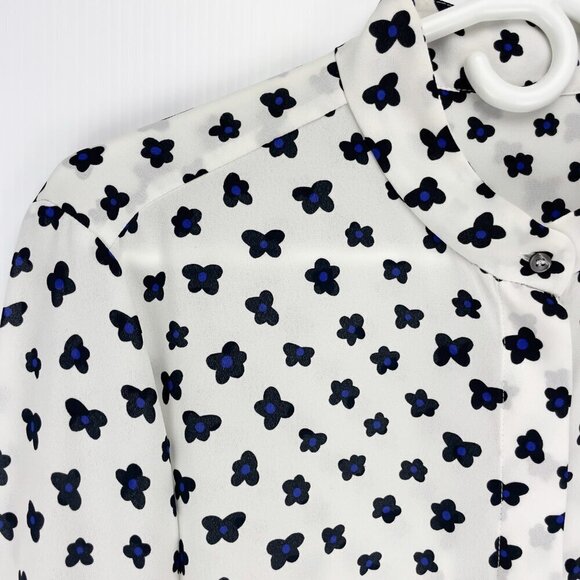 MARC CAIN Liberty Print Button up Shirt Floral Neck tie White Office sz 5 - Picture 6 of 11